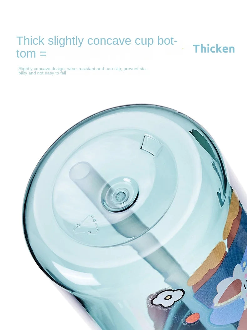 Gourde enfant verte motif ourson avec paille anti-fuite sans BPA - 400ML