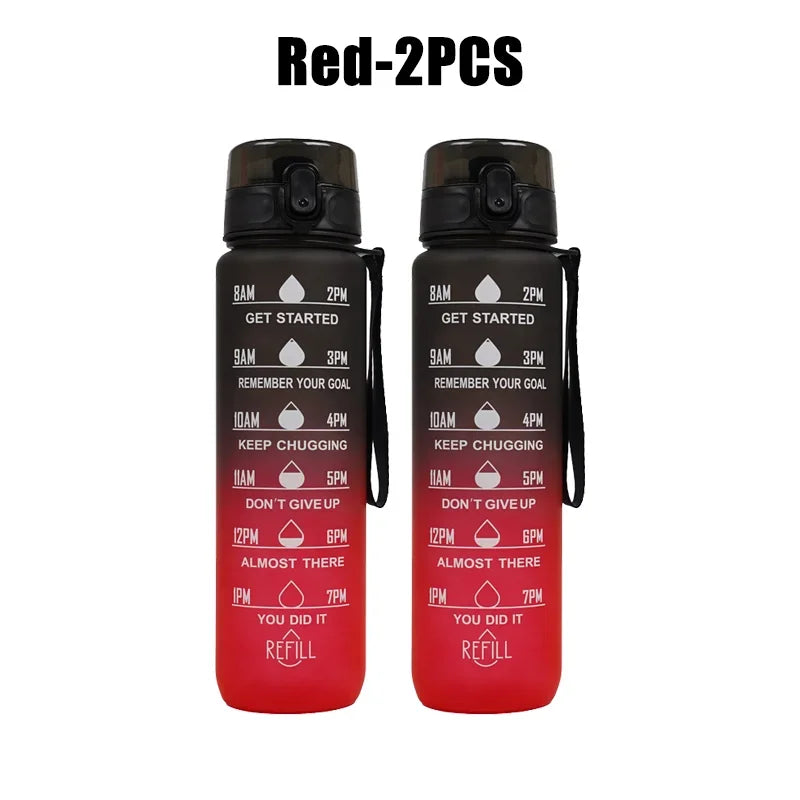 Gourde noire et rouge pour le sport anti fuite sans BPA - 1L