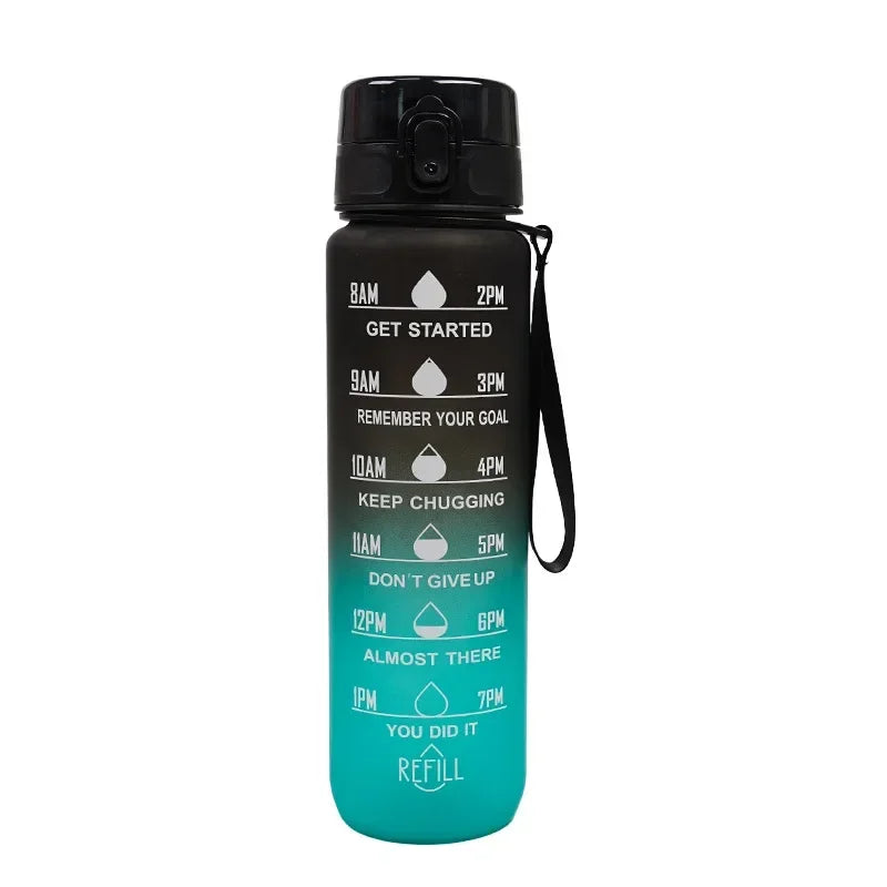 Gourde noire et rouge pour le sport anti fuite sans BPA - 1L