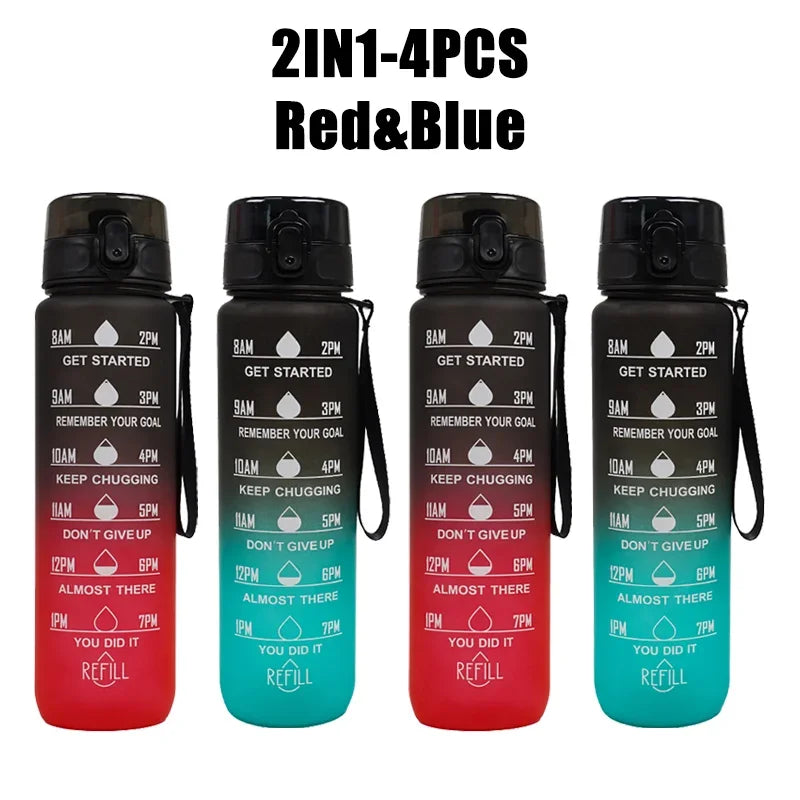 Gourde noire et rouge pour le sport anti fuite sans BPA - 1L