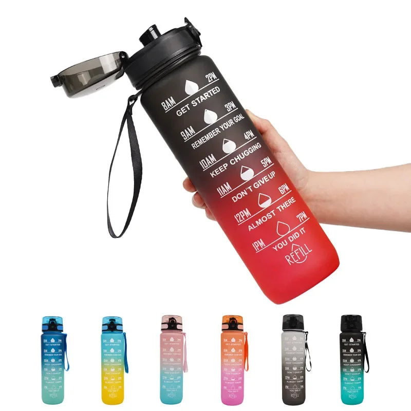 Gourde noire et rouge pour le sport anti fuite sans BPA - 1L