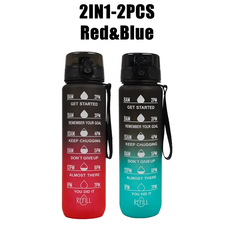 Gourde noire et rouge pour le sport anti fuite sans BPA - 1L