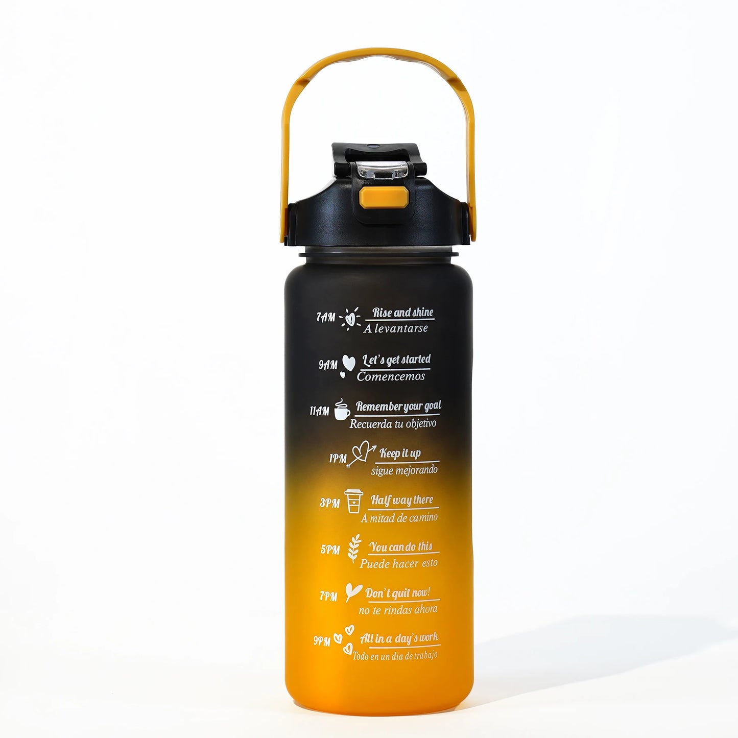 Gourde noire et verte pour le sport avec paille - 2L