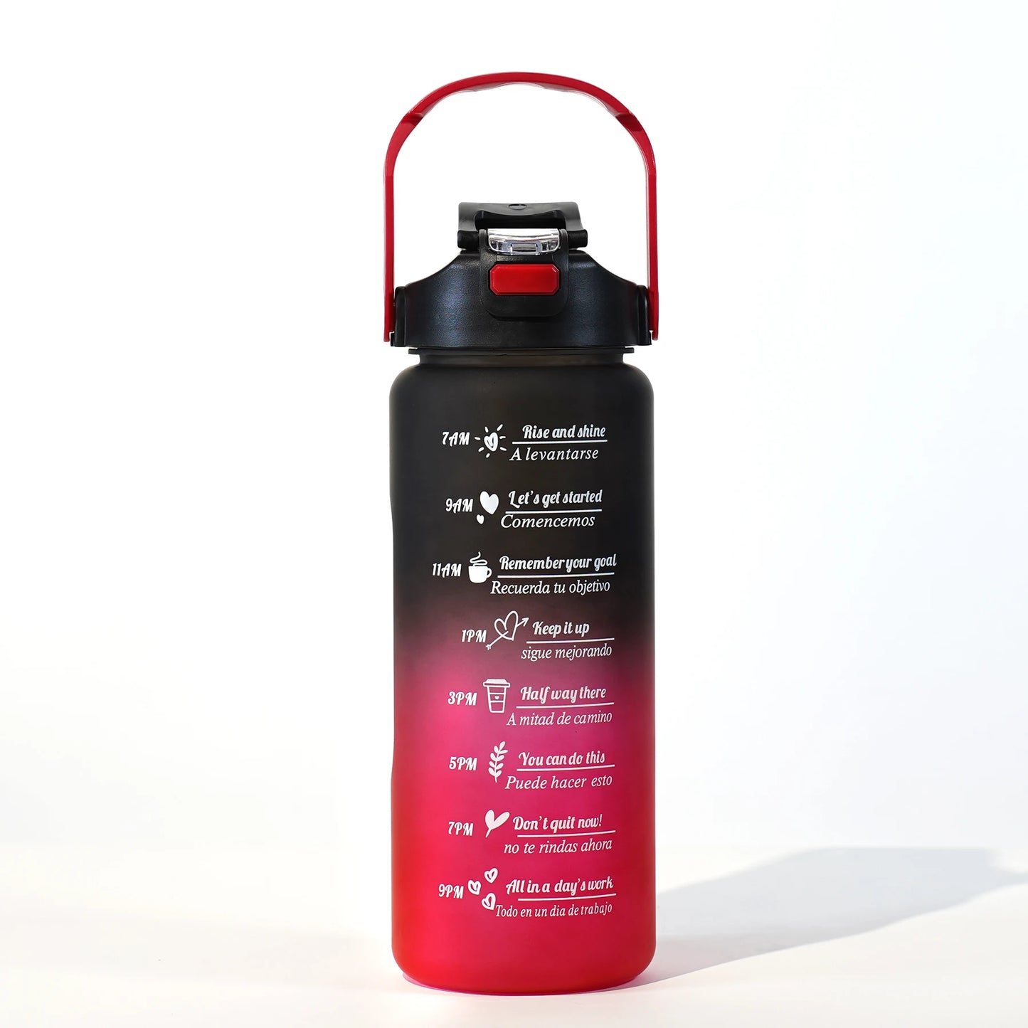 Gourde noire et verte pour le sport avec paille - 2L