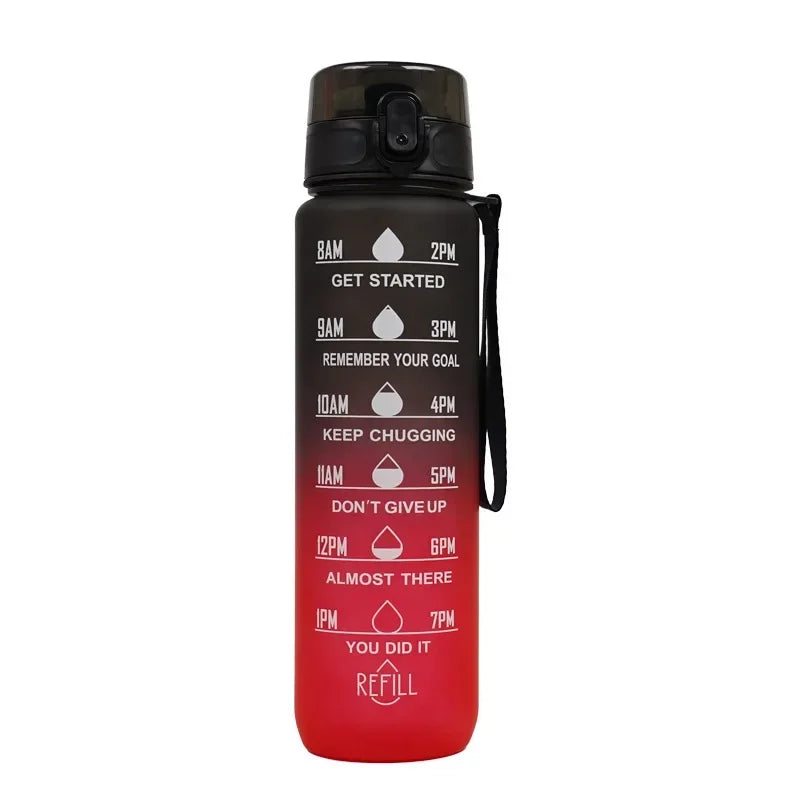 Gourde noire et rouge pour le sport anti fuite sans BPA - 1L
