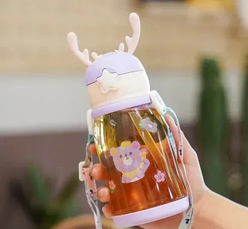 Gourde enfant violette 600ML avec paille