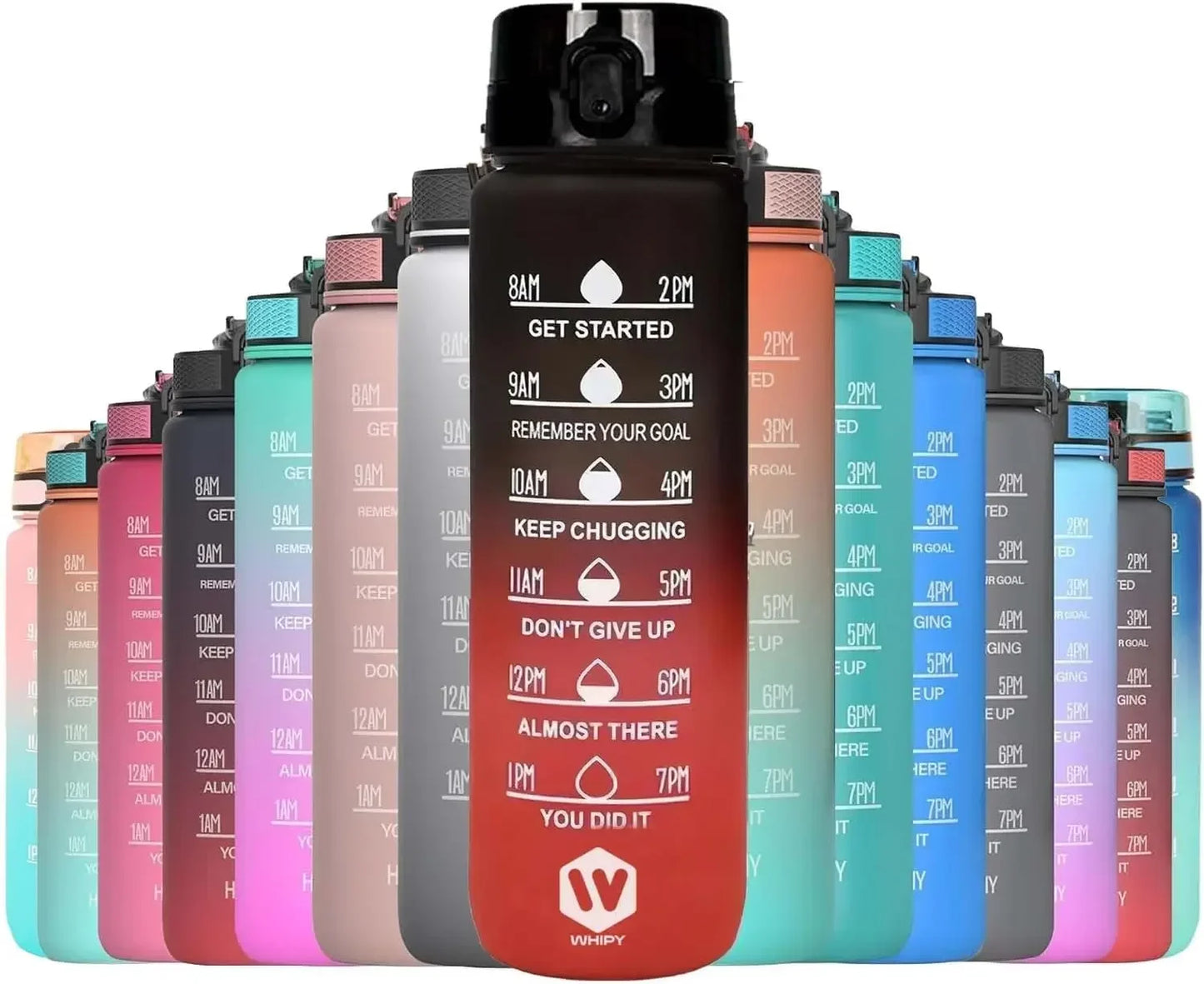 Gourde noire et rouge pour le sport anti fuite sans BPA - 1L