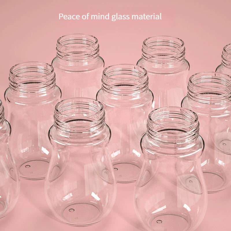 Gourde bebe bleue en verre avec paille sans BPA anti choc - 240ML