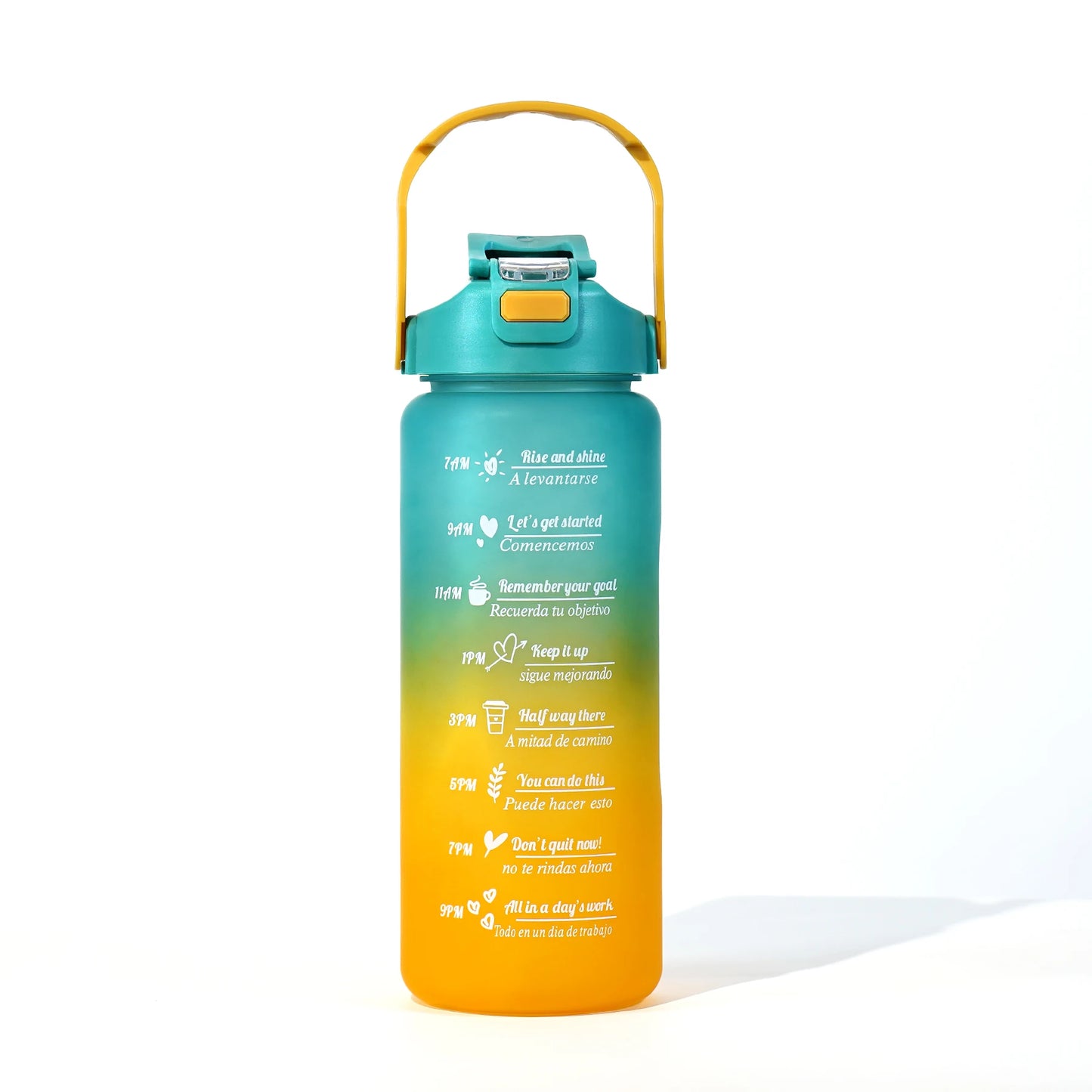 Gourde noire et verte pour le sport avec paille - 2L