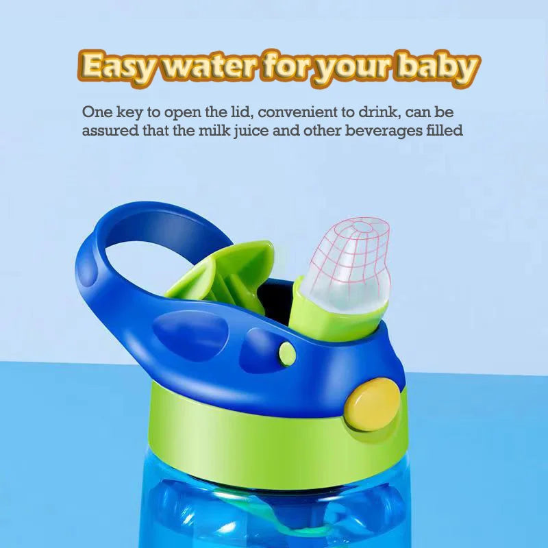 Gourde bebe bleue dinosaure avec paille - 480ML