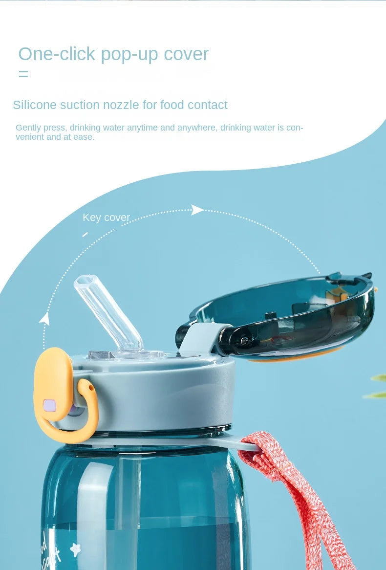 Gourde enfant bleue motif ourson avec paille anti-fuite sans BPA - 400ML