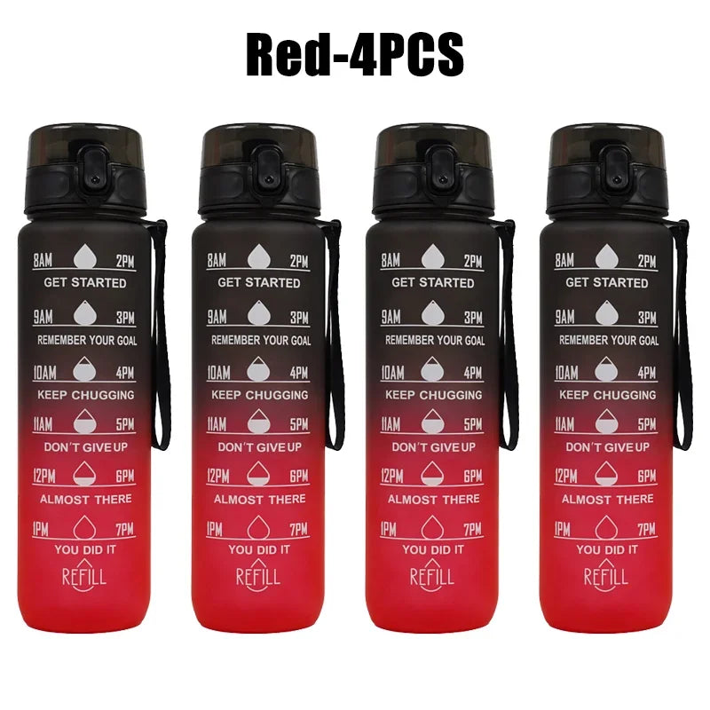 Gourde noire et rouge pour le sport anti fuite sans BPA - 1L