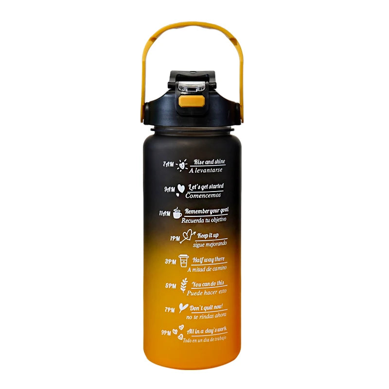Gourde noire et verte pour le sport avec paille - 2L