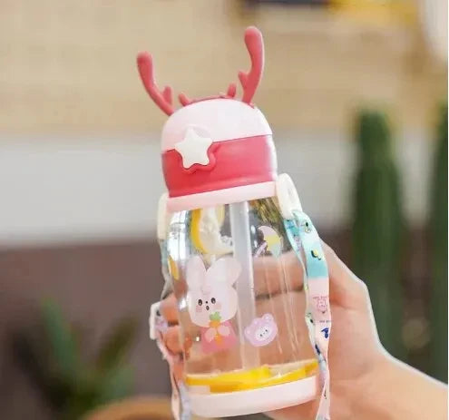 Gourde enfant rose 600ML avec paille