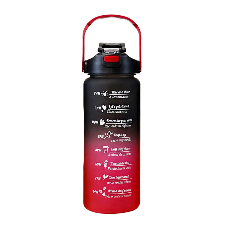 Gourde noire et verte pour le sport avec paille - 2L