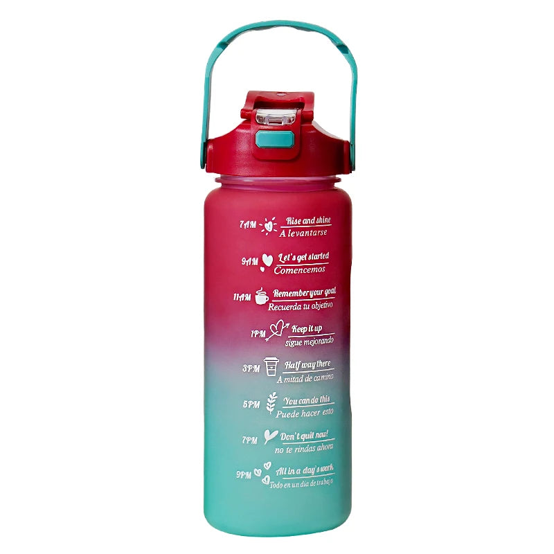 Gourde noire et verte pour le sport avec paille - 2L