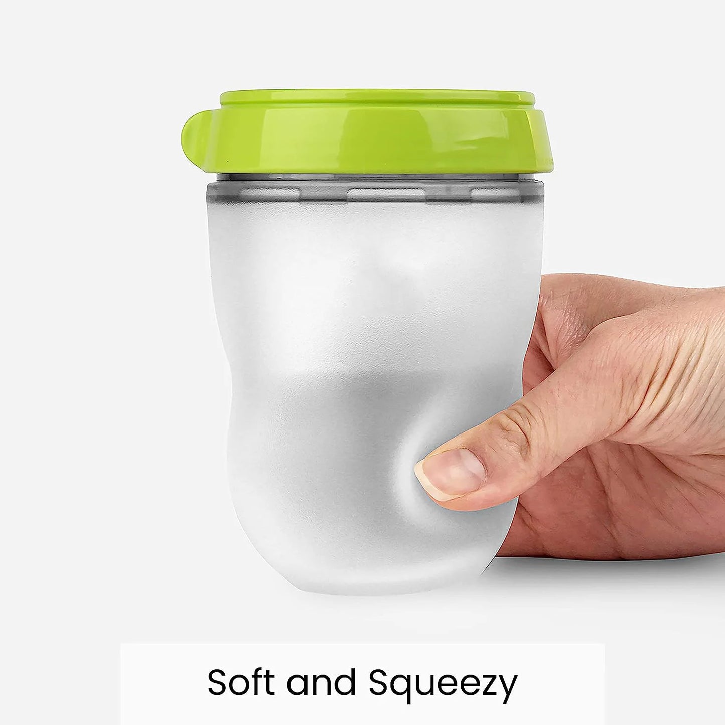 Gourde bébé verte silicone souple et anti-fuite 150ML pour 0-4 ans