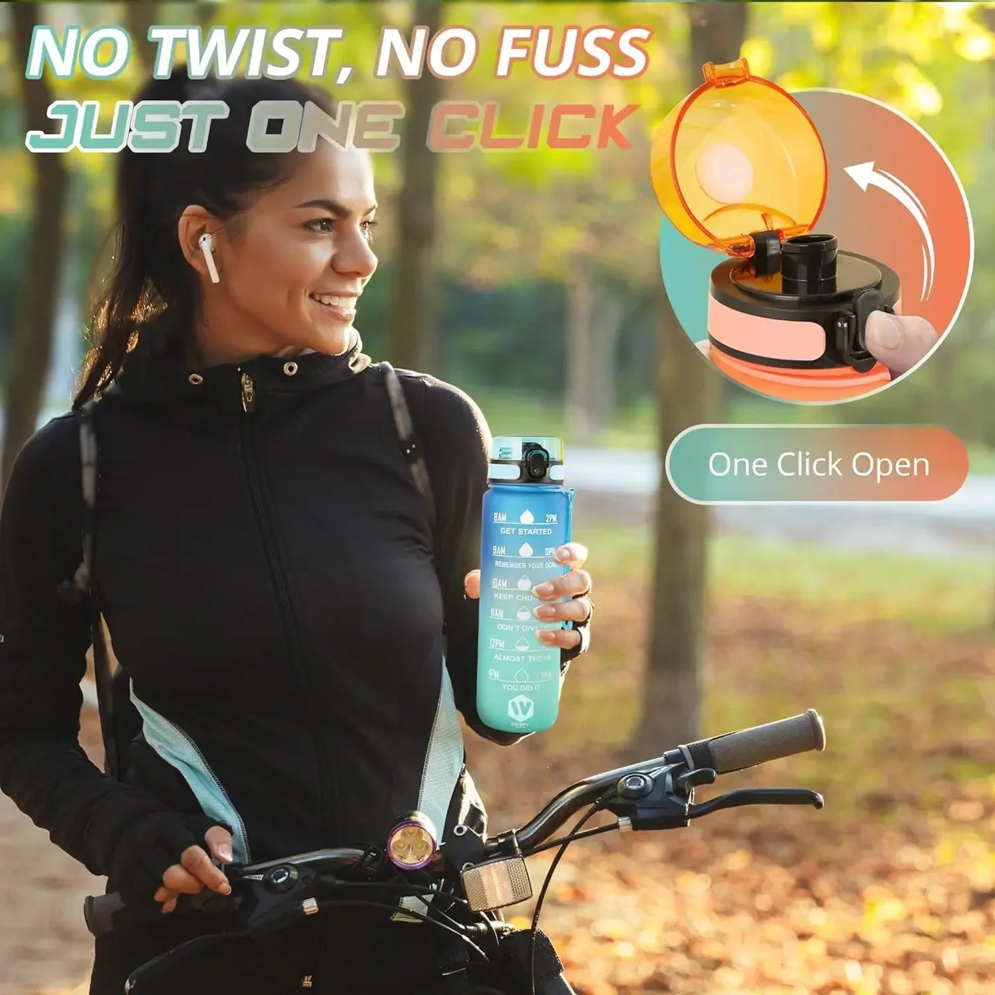 Gourde noire et rouge pour le sport anti fuite sans BPA - 1L
