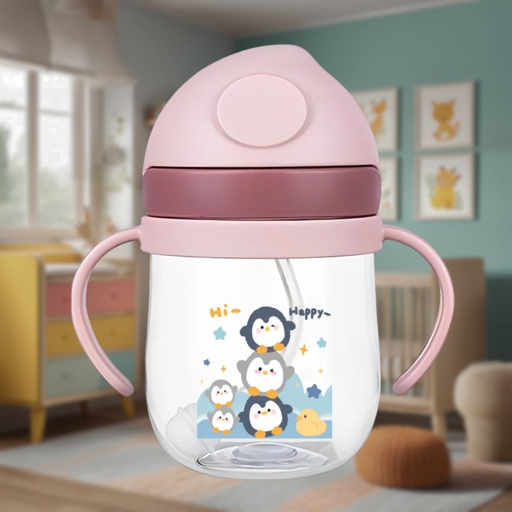 Gourde bébé rose avec paille - 250ML