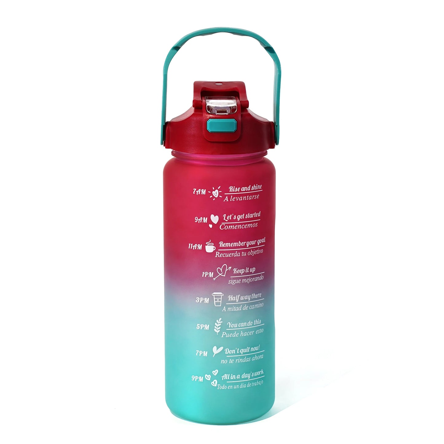 Gourde noire/bleue pour le sport avec paille - 2L