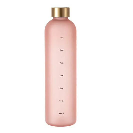 Gourde rose sans BPA 1L plastique givré