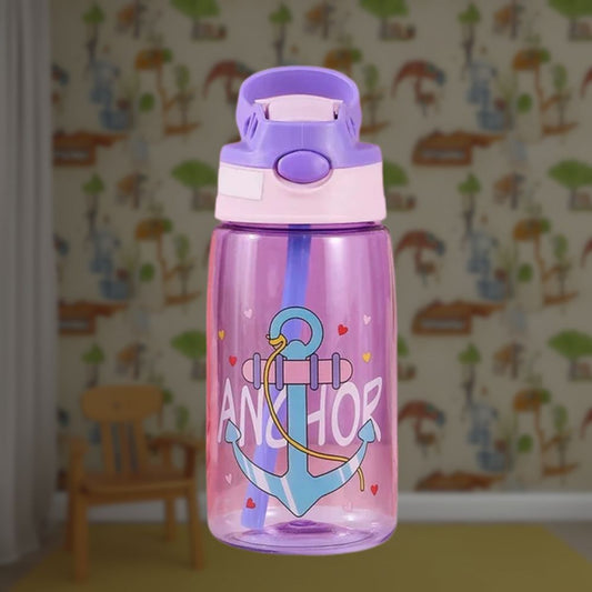 Gourde violette ancre pour enfant avec paille - 480ML