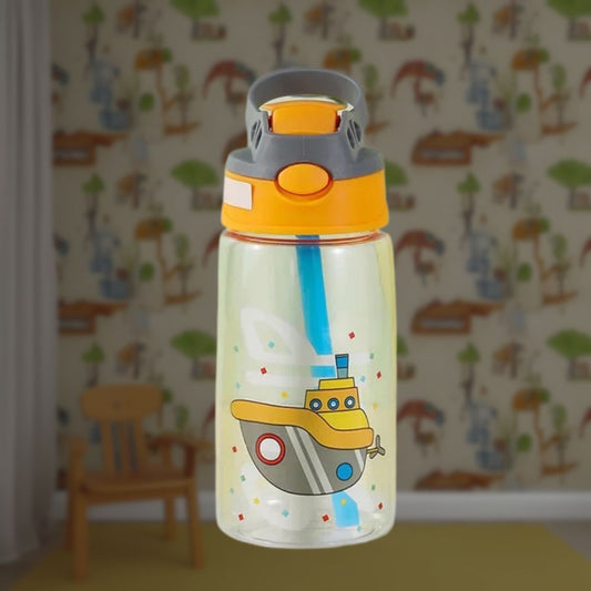 Gourde jaune bateau pour enfant avec paille - 480ML